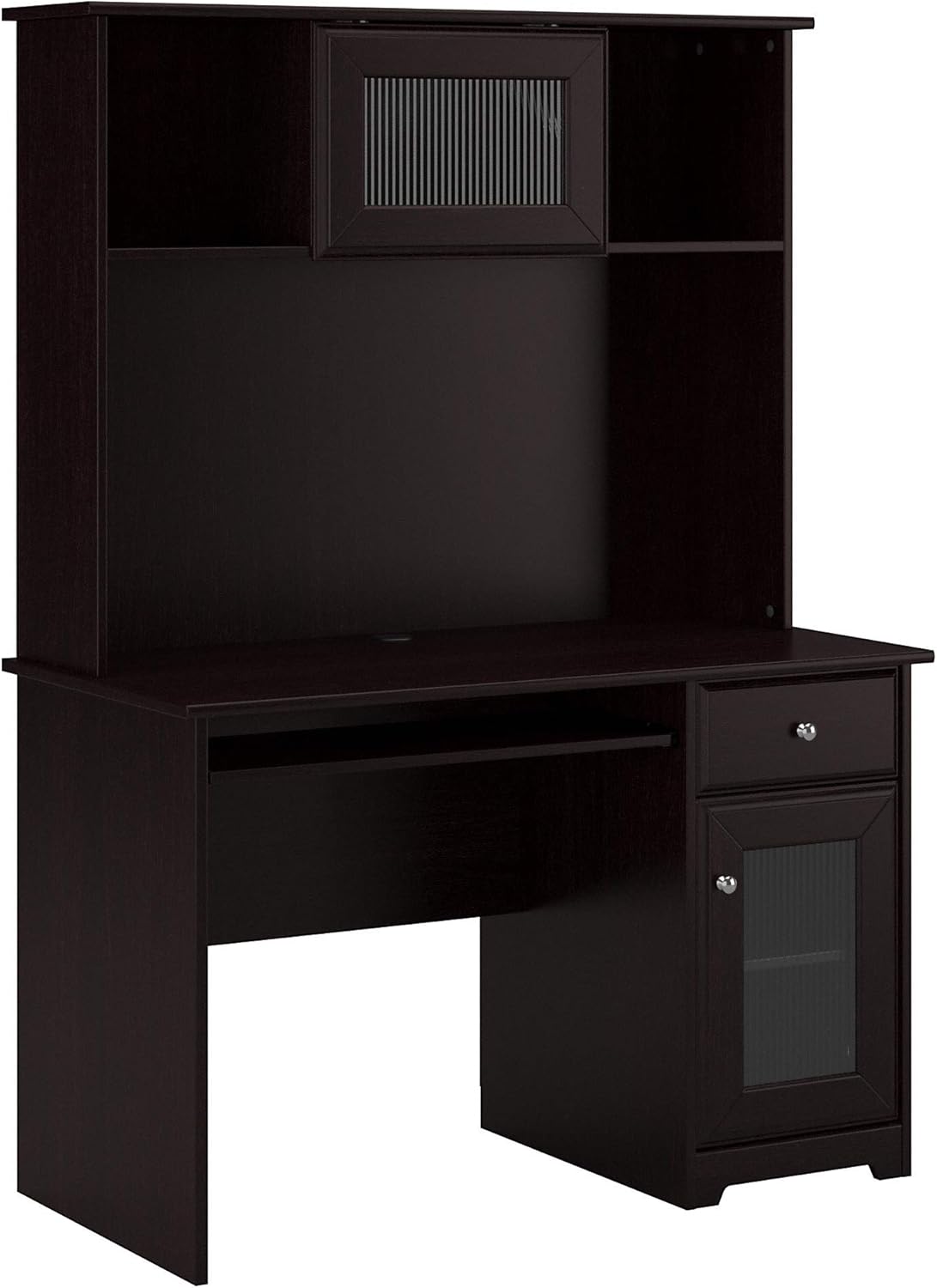 Bush Furniture Cabot Small Computer Desk with Hutch and Keyboard Tray, 48W, Espresso Oak