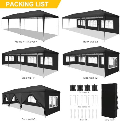 COBIZI Canopy 10x20 Pop Up Canopy Tent with 6 Sidewalls Party Tents for Parties Weddings Backyard Waterproof Canopy Outdoor Commercial Canopy Event