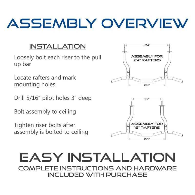 Ultimate Body Press Ceiling Mounted Pull Up Bar with Patented Reversible Risers for 16 and 24 Inch Joists - Sports Supplies Online Store