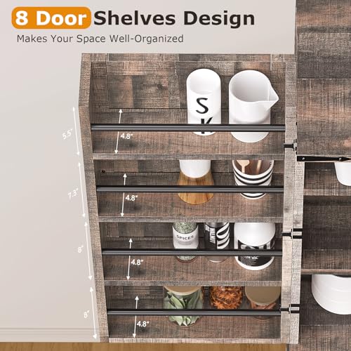 72" Tall Farmhouse Kitchen Pantry Cabinet, Large Storage Cabinet with 6 Adjustable Shelves, 4 Barn Doors & Drawer for Bathroom, Dining Room, Brown