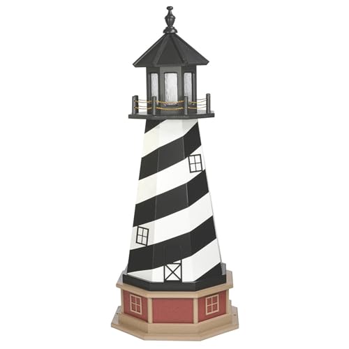 Cape Hatteras, NC Solar Lighthouse with LED Dusk to Dawn Lights, Outdoor Statues for Garden, Solar Lights Outdoor Waterproof Patio Decor