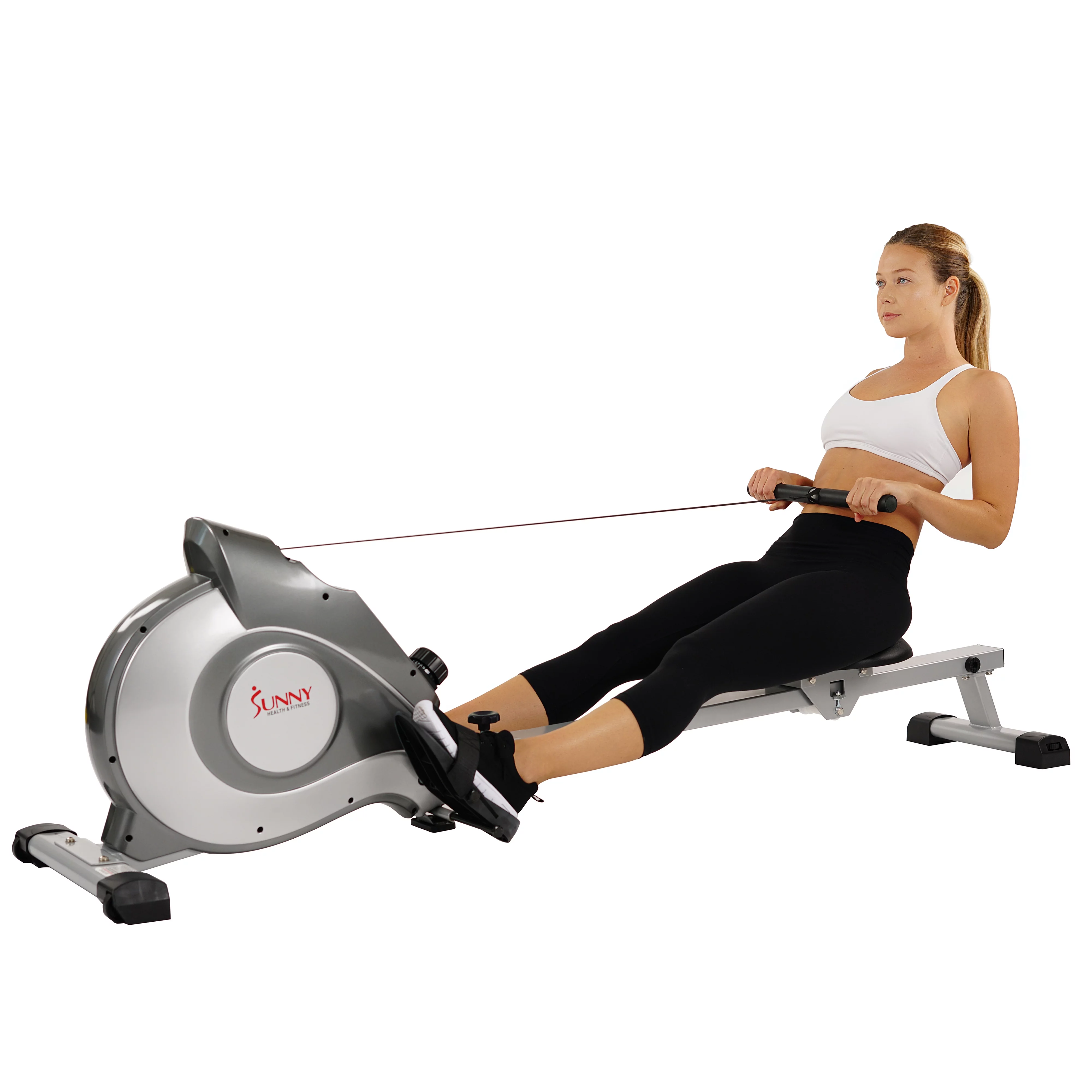 Sunny Health & Fitness Smart Magnetic Rowing Machine with Extended Slide Rail with Optional Exclusive SunnyFit® App Enhanced Bluetooth Connectivity