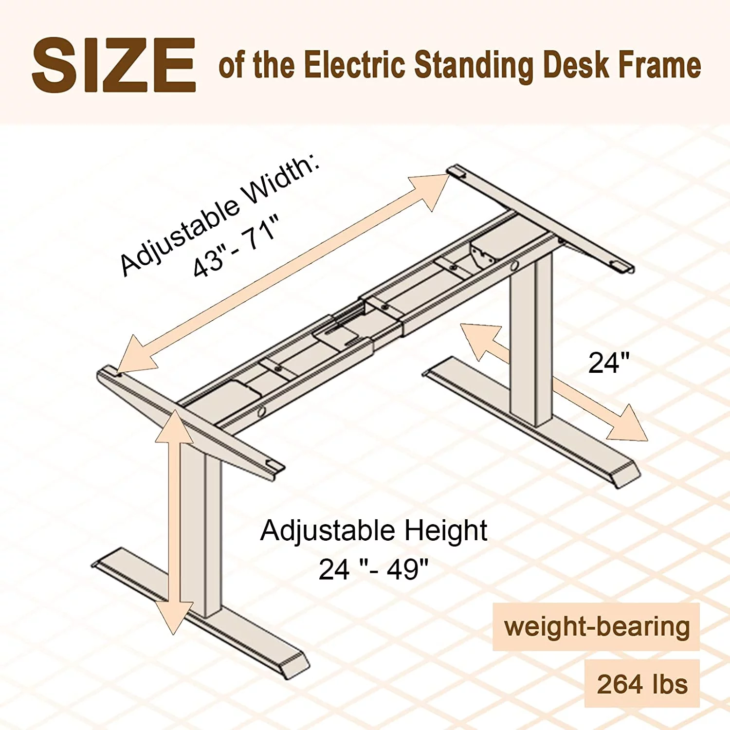 Electric Standing Desk Frame Dual Motor Height Adjustable Desk Motorized Stand Up Desk-Black(Frame Only)