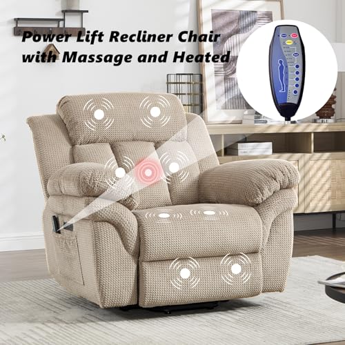 CANMOV 46" Wide Oversize Power Lift Recliner Chair, Extra Large Electric Lift Recliners for Elderly Big