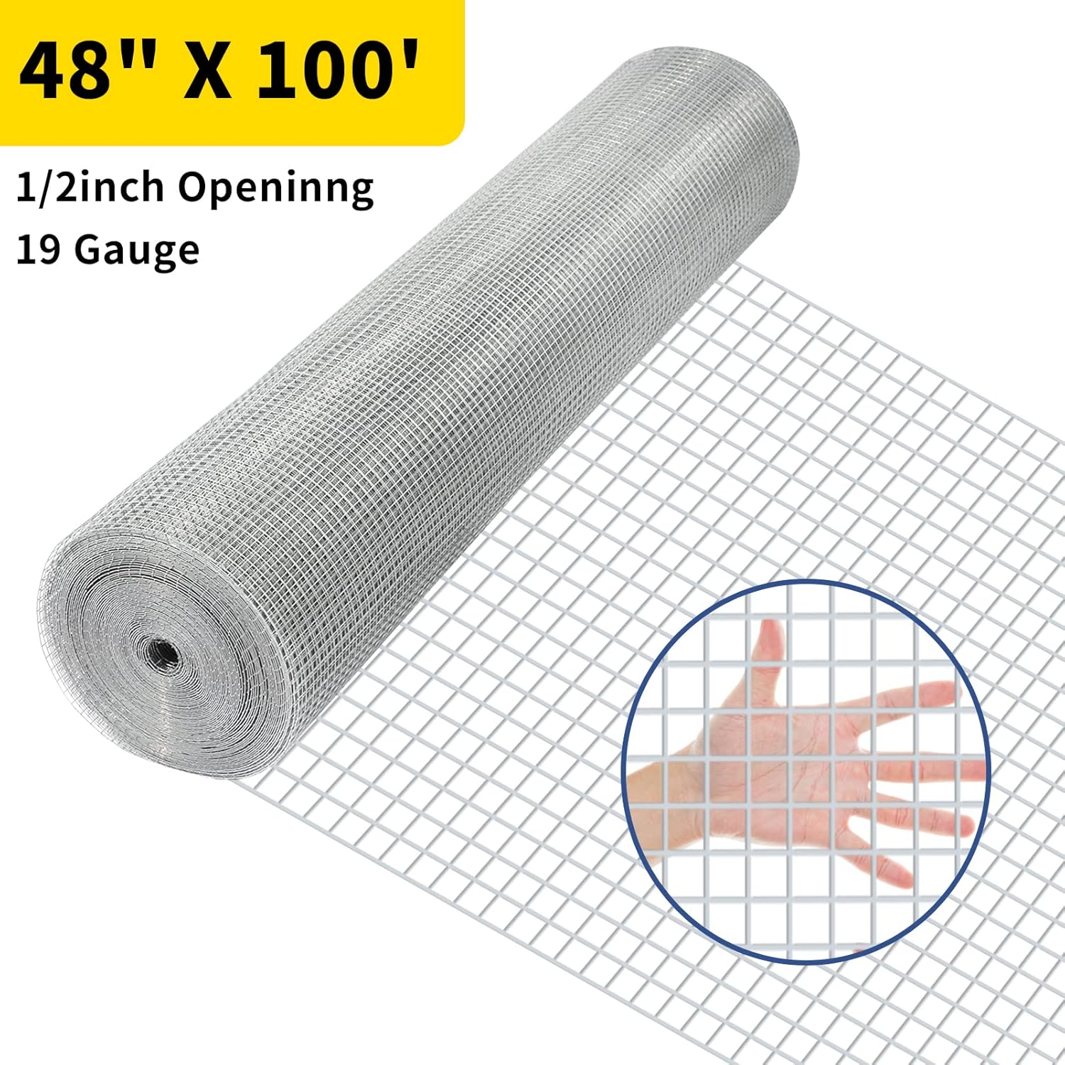 Hardware Cloth Chicken Wire Mesh Galvanized Wire Mesh 48inx100ft 19 Gauge Heavy Duty Galvanized Wire Fence Chicken Fence for Chicken Poultry Coop