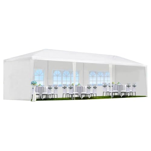 10'X30' Outdoor Party Tent Gazebo with 8 Removable Sidewalls, Large Wedding/Event Canopy Marquee Featuring Windows