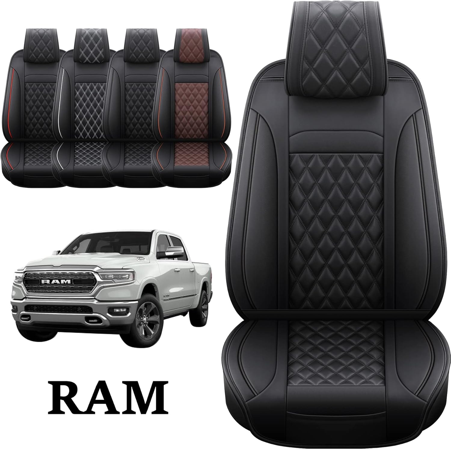 JOJOBAY Car Seat Covers for Dodge Ram,Fit 2009-2022 1500/2500/3500 HD Pick-up Truck,Crew,Regular,Quad,Mega Cab