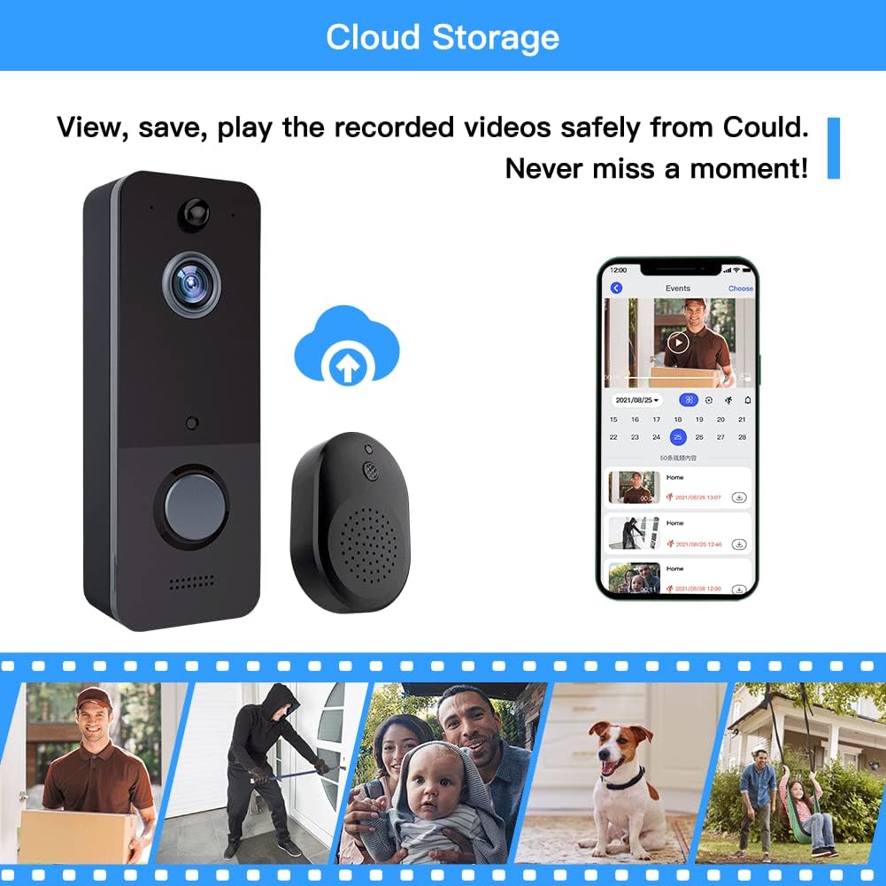 Wireless Doorbell Camera, EKEN Smart Video Doorbell Camera with PIR Motion Detection, Cloud Storage, HD Live Image, 2-Way Audio, Night Vision