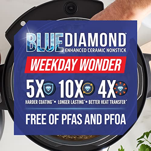 Blue Diamond Ceramic Nonstick, 16-in-1 6QT Electric Pressure Cooker, Slow Cooker, Rice Cooker, Yogurt Maker, Saute, Steamer and More, Programable