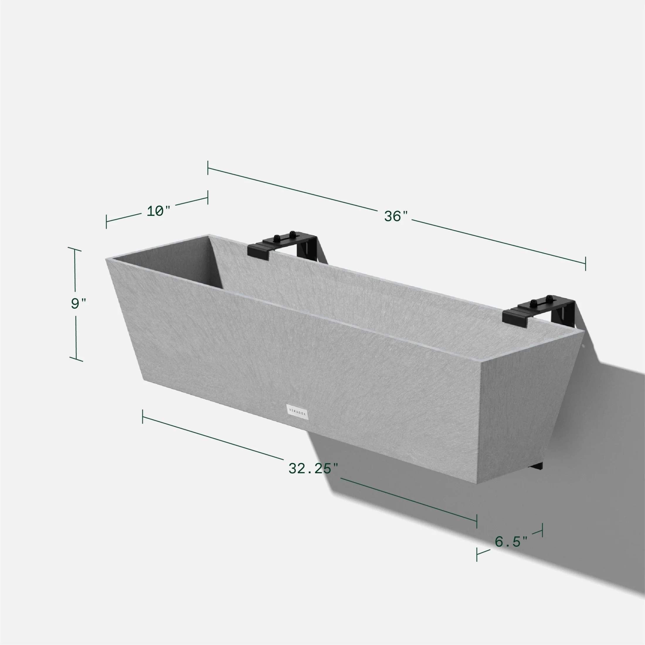 Veradek Pure Series Railing 36" Plastic Planter - Gray
