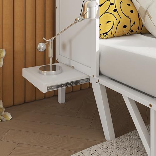 KEIKI Queen Size Cabinet Murphy Bed with Charging Station and Drawer, Multiple Storage Foldable Hideaway Wall Murphy Bed Frame with Solid Slat