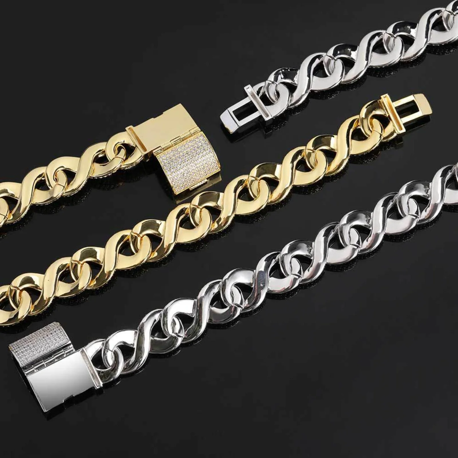 Solid Thick Miami Cuban Link Chain for Men, Sparkling Big Hip Hop Men Cuban Link Chain, Width 15mm Iced Out Cuban Link Necklace, 16-24 Inch