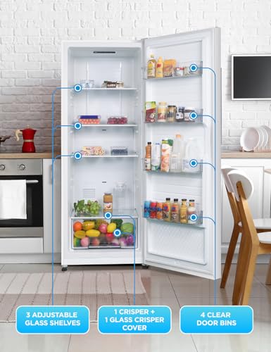 Commercial Cool 11.1 Cu. Ft. Convertible Freezer Refrigerator, Upright Fridge with Glass Shelves, Reversible Door, ENERGY STAR rated, Auto Defrost