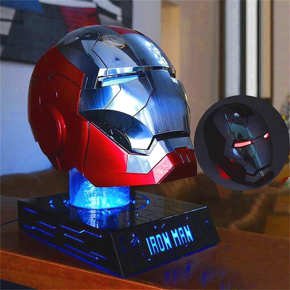 Adult Iron-Mans Helmet Electronic MK 5 Helmet with Jarvis Voice/Sensing/Remote Control Open/Close Sounds & LED Eyes Light Up Super Hero Movie 1:1