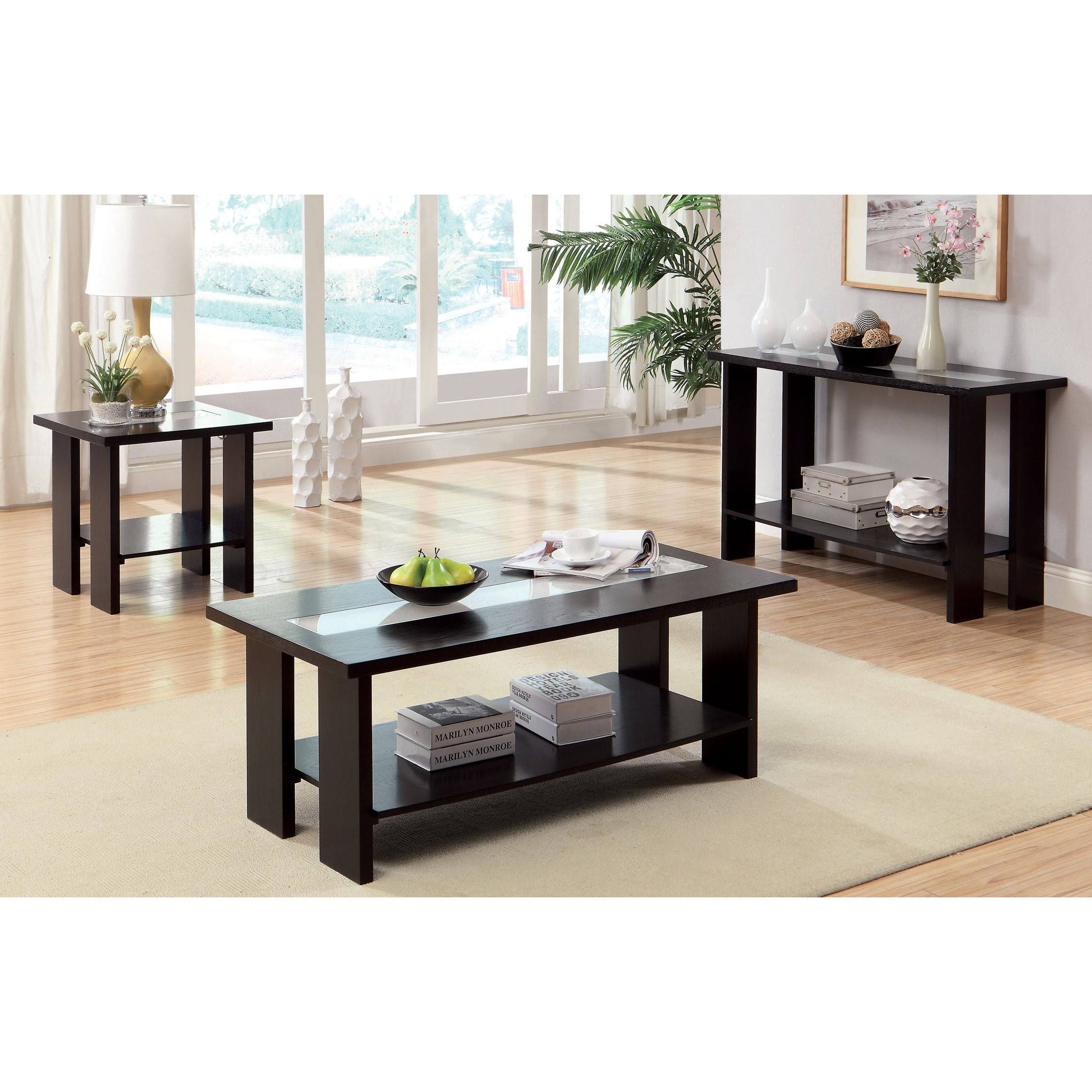 Furniture of America Lumi Contemporary LED Lights Espresso Sofa Table