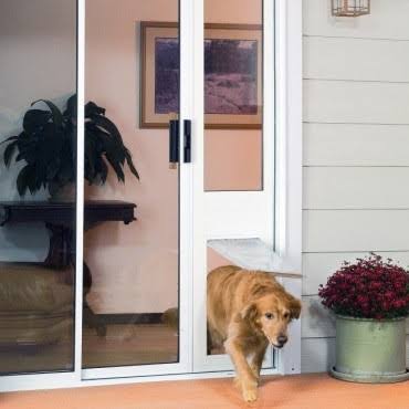 Endura Flap Pet Door Thermo Panel 3E - Small Flap (6x22x 11x22), Height Range (77.25x22 - 80.25x22) White Aluminum Frame