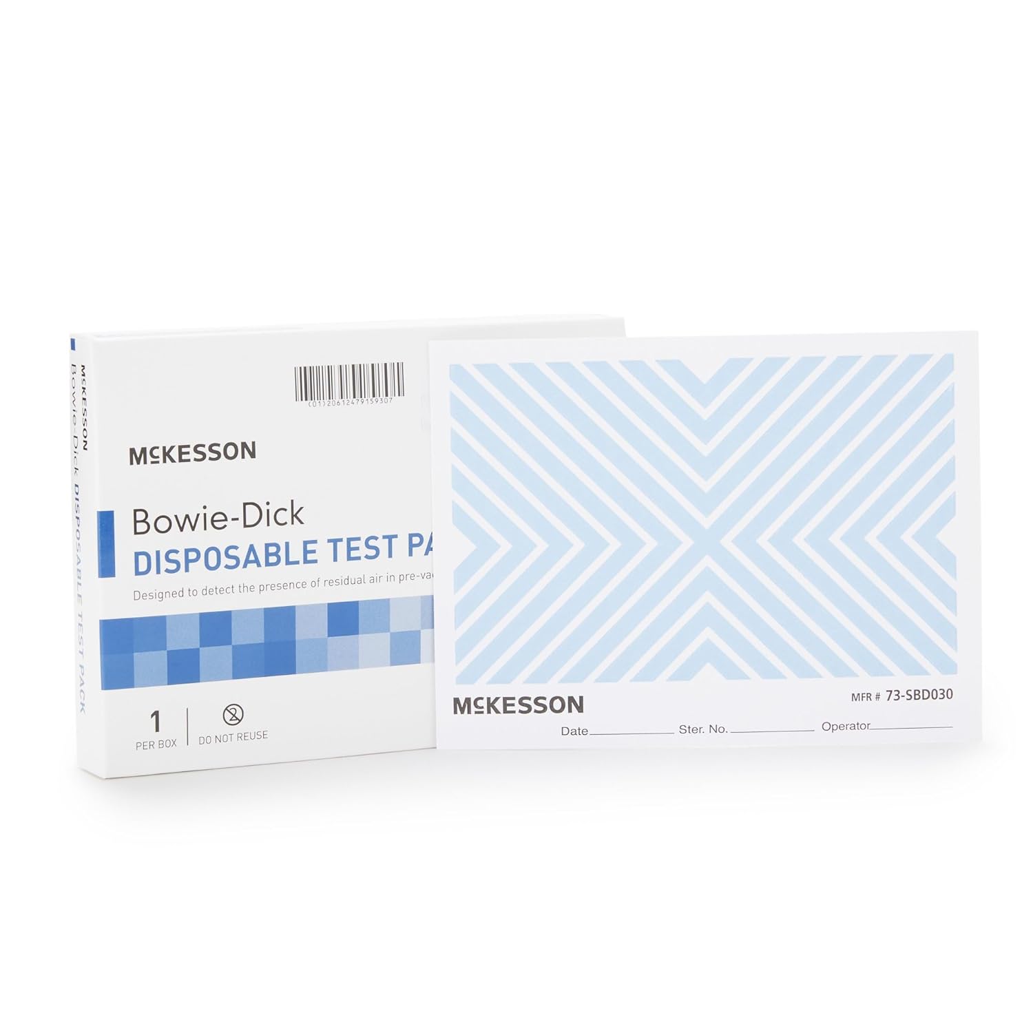 McKesson Bowie-Dick Disposable Test Pack - for Pre-Vacuum Steam Sterilizers, Inlcudes Chemical Indicator Sheet - Class 2 Sterilization Level, 30 Count