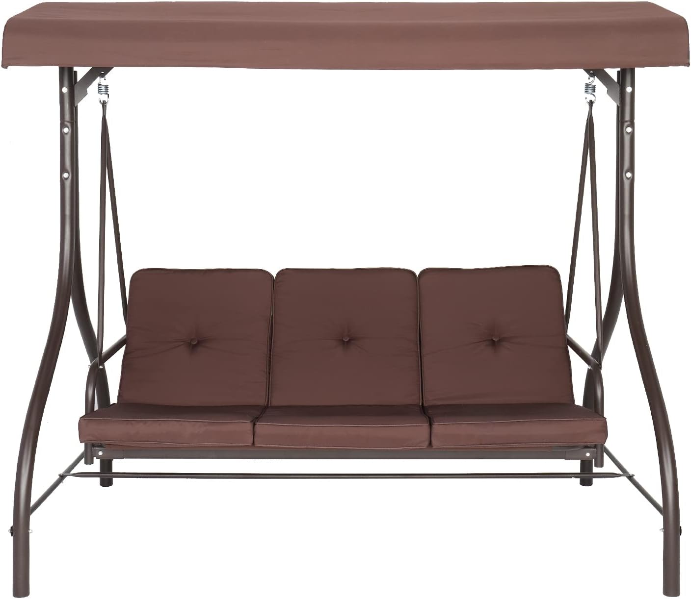 NA Steel Swing Load Bearing 551-pound,Porch Swing Outdoor Patio Swing Seat with Comfortable Cushion and Adjustable Waterproof Canopy Swing Chair