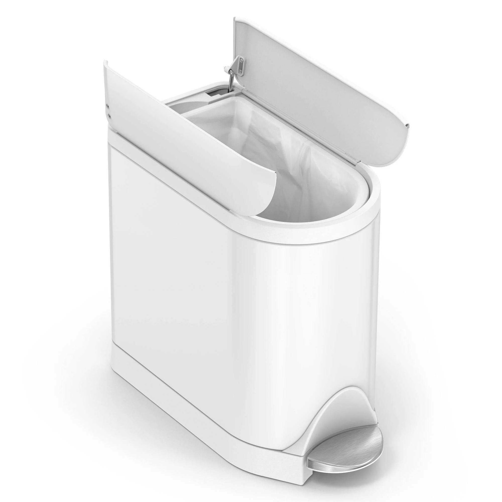 simplehuman 10L Butterfly Steel Step Trash Can White