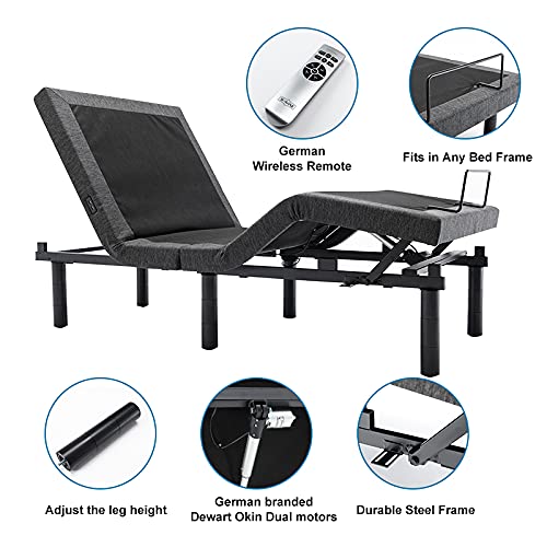 S*MAX Adjustable Bed Frame Twin XL Dual Motors Dual USB Ports Wireless Remote Control Night Light Zero Clearance Zero gravity Anti-Snoring Adjustable