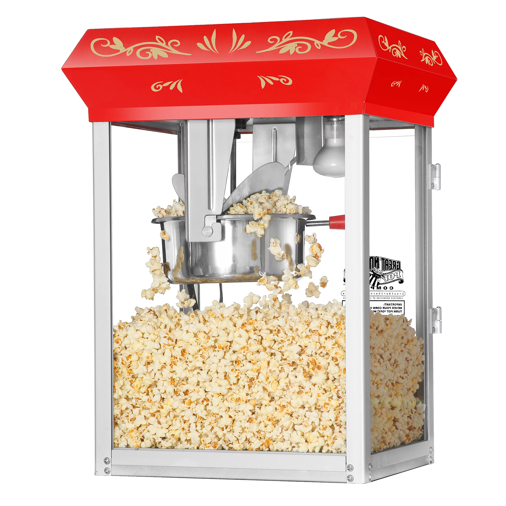 6100 Great Northern Popcorn Red Countertop Foundation Popcorn Popper Machine, 8 Ounce, 17 x 14 x 24 inches