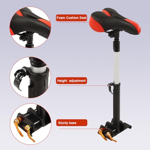 Foldable Adjustable Electric Scooter Seat Electric Scooter Seat Saddle Aluminum Alloy Replacement for Electric for M365, Foam Padded