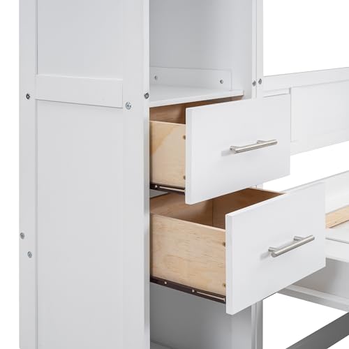 Harper & Bright Designs Twin Size Murphy Bed Cabinet Wall Bed Chest with Storage Shelves