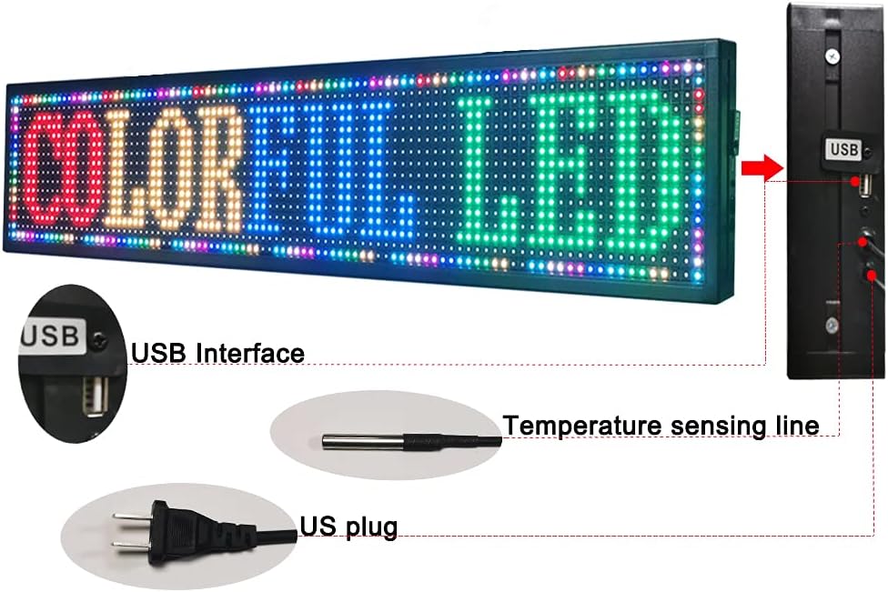 P5 39x14Indoor Full Color LED sign Programmable Scrolling Display Message Board can Edit Text,Image, Video Display Electronic Rolling for Business