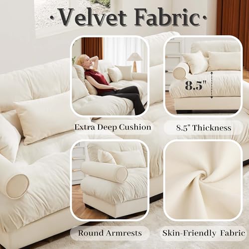130" Modular Sectional Sofa,Velvet Upholstered Couches for Living Room,3 Seater Green Sofa Couch with Movable Ottoman