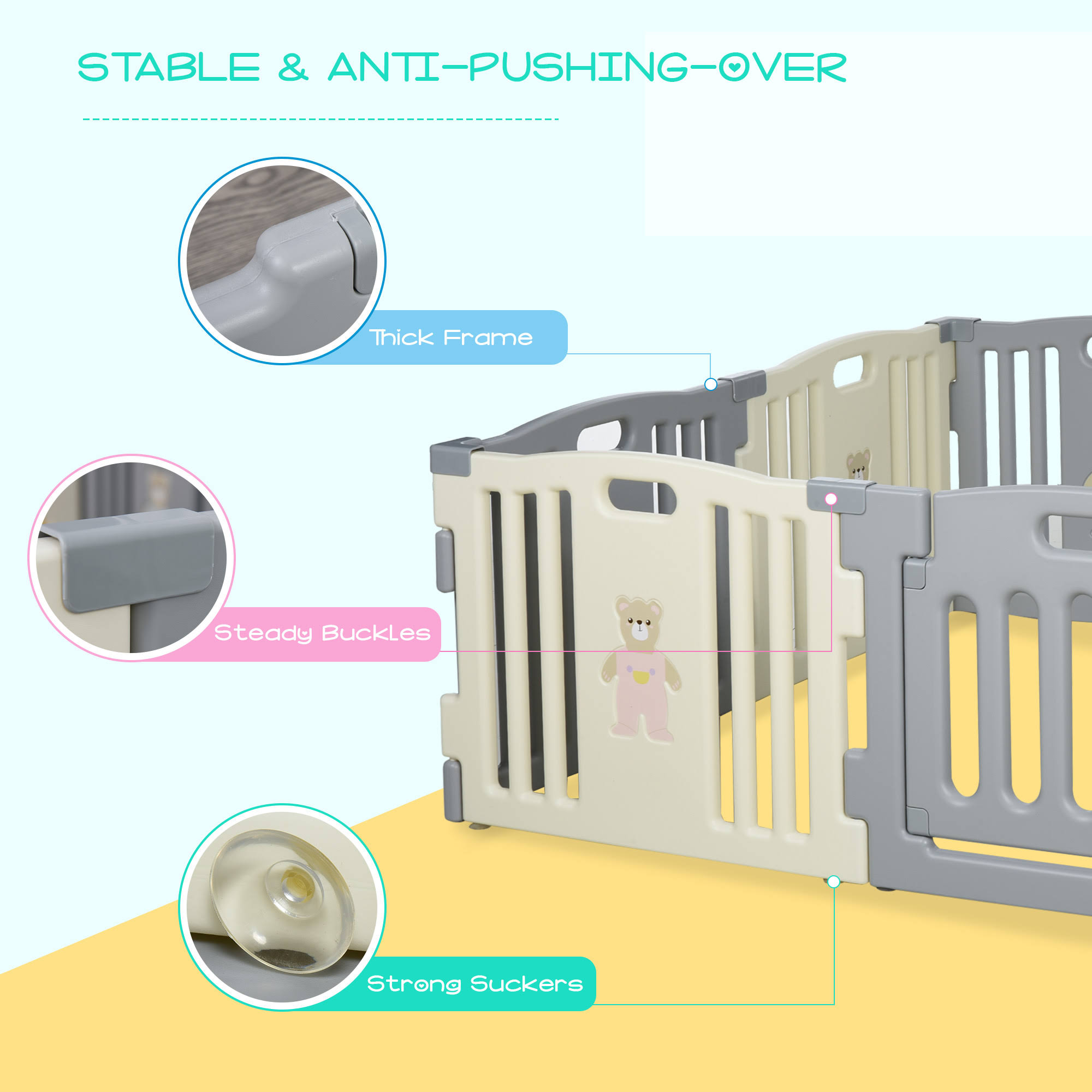 Qaba 8-Piece Children Baby Playpen Kids Activity Center Fence for