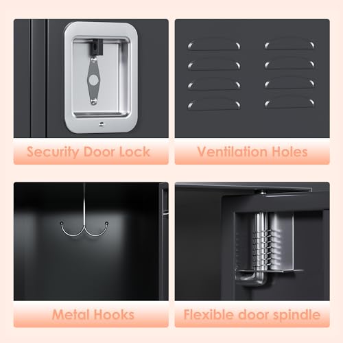6 Door Metal Storage Locker 18 Hooks,Metal Locker for Employees with Lock for School Garage Office Gym Bedroom,Assembly Required