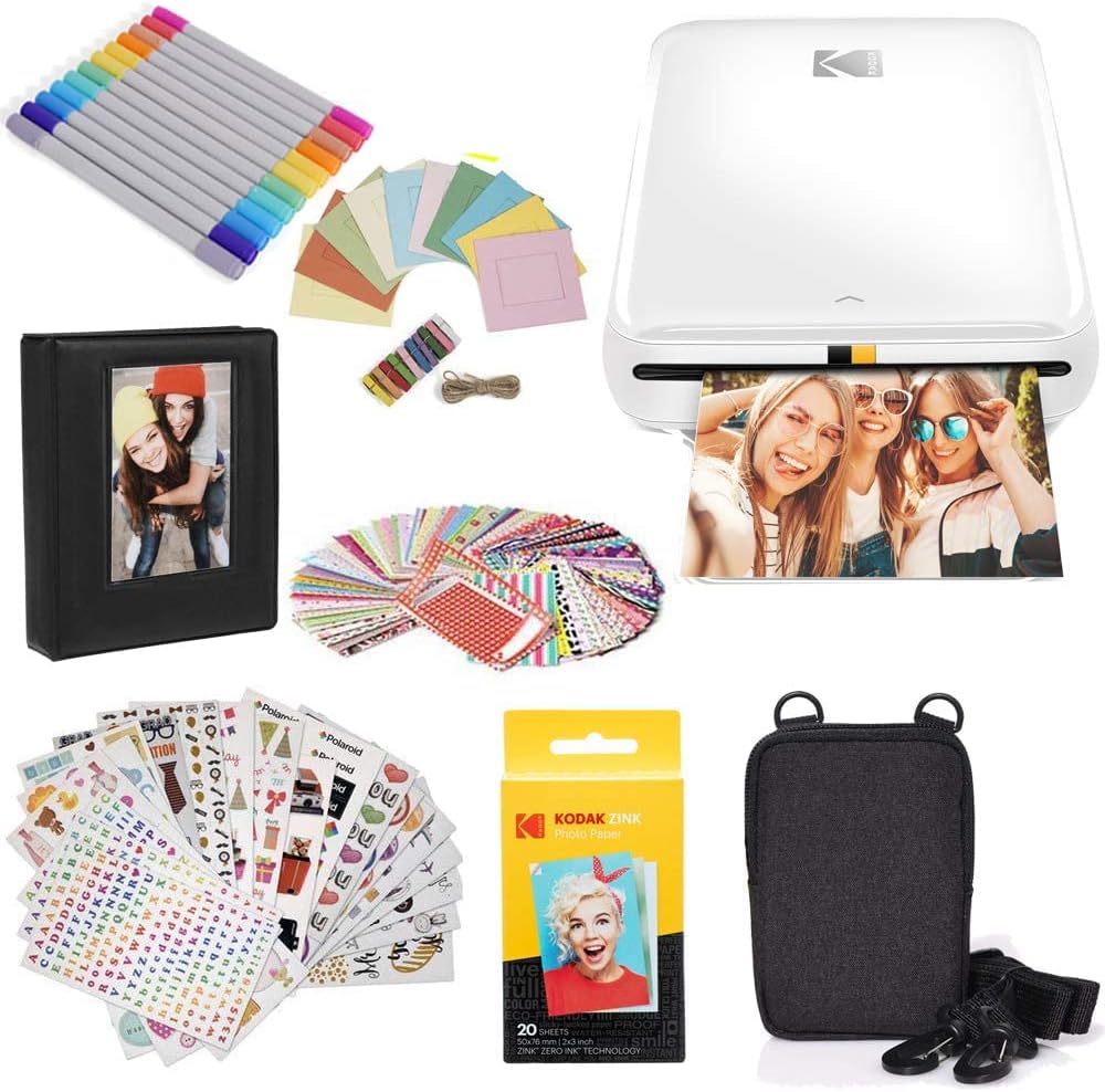 KODAK Step Wireless Mobile Photo Mini Printer (White) Compatible w/ iOS & Android, NFC & Bluetooth Devices Pack of 2