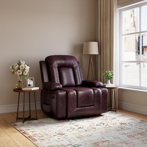 GarveeHome Power Lift Recliner Chair - Heat and Massage, Faux PU Electric Lift Recliner for Elderly & Mobility Impaired, Adjustable Back and Legs