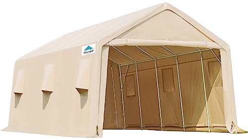 ADVANCE OUTDOOR 10x10 ft Heavy Duty Outdoor Patio Portable Canopy Storage Shelter Shed Carport with 2 Roll up Zipper Doors & Vents for Snowmobile