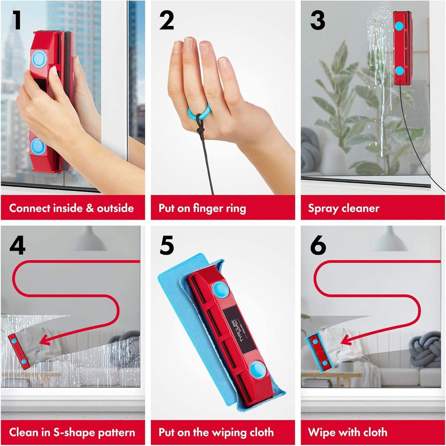 Tyroler Bright Tools The Glider D-2 Magnetic Window Cleaner for Double Glazed Windows. Fit to 0.3in - 0.7in Window Thickness. Glass Cleaner Pack of 2