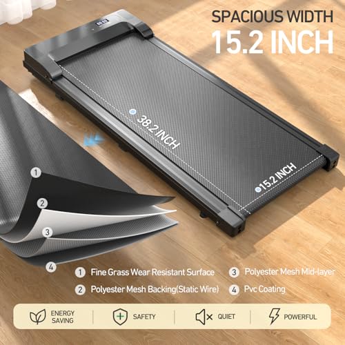 Walking Pad Treadmill Under Desk Treadmill for Home Office, DAEYEGIM 2 in 1 Portable Walking Treadmill with Remote Control