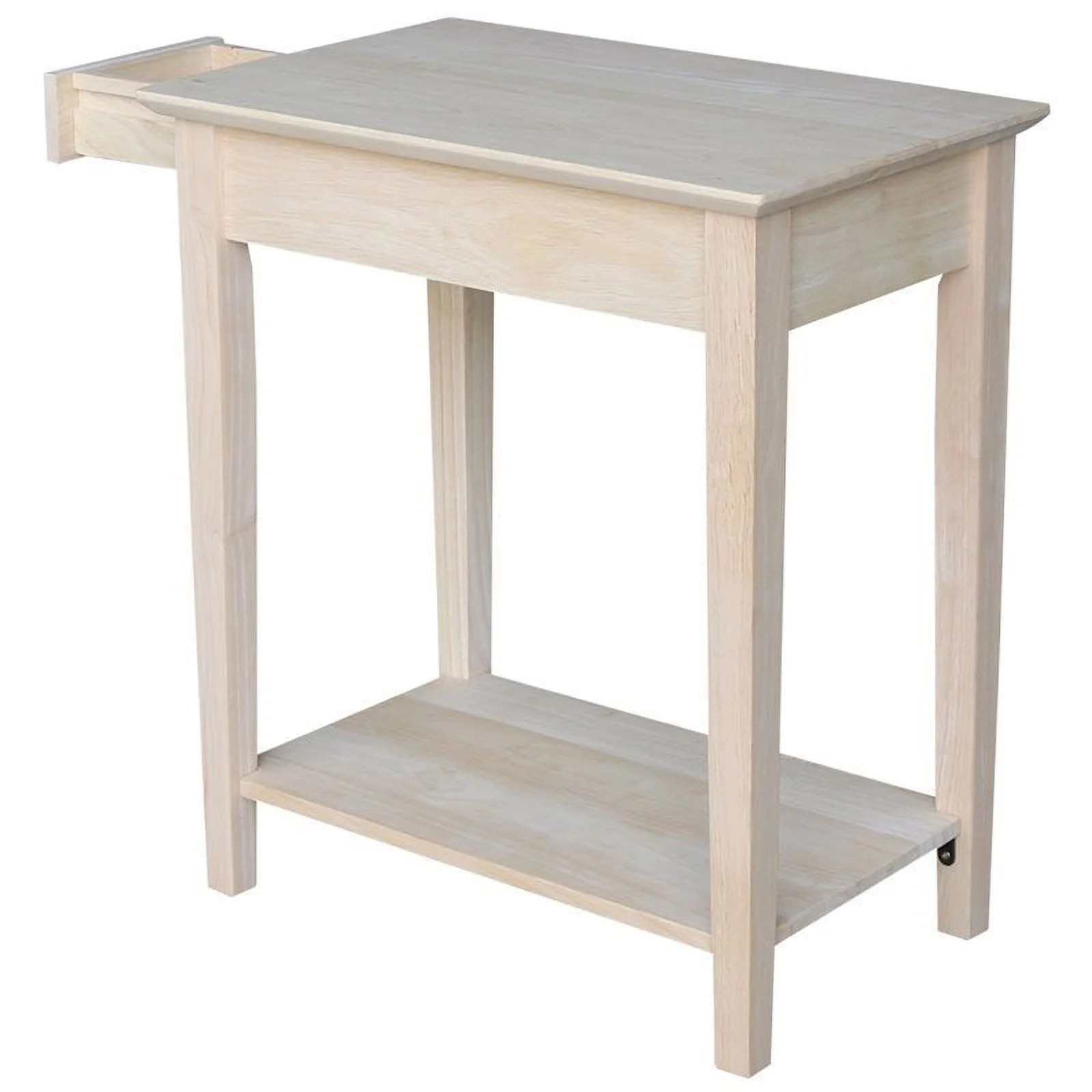 Pemberly Row 1 Drawer Transitional Wood Narrow End Table in Natural