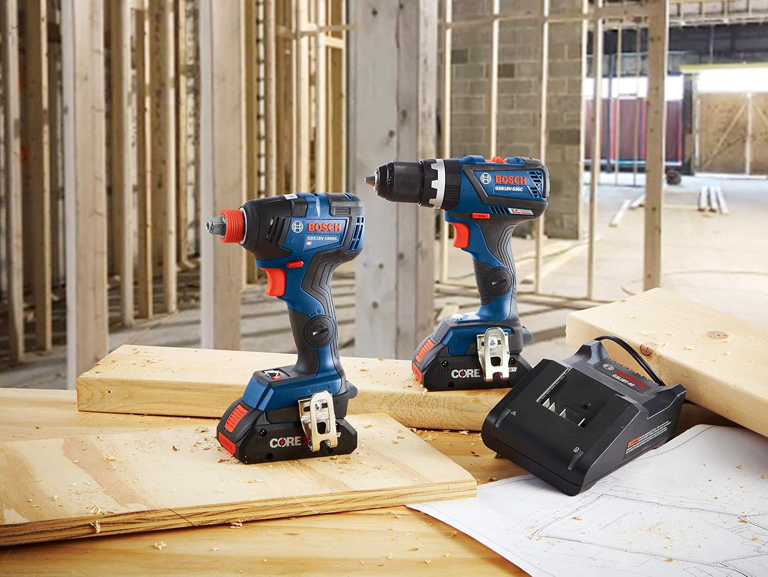 BOSCH GXL18V-251B25 18V 2-Tool Combo Kit with 1/4 In. and 1/2 In. Two-In-One Impact Driver