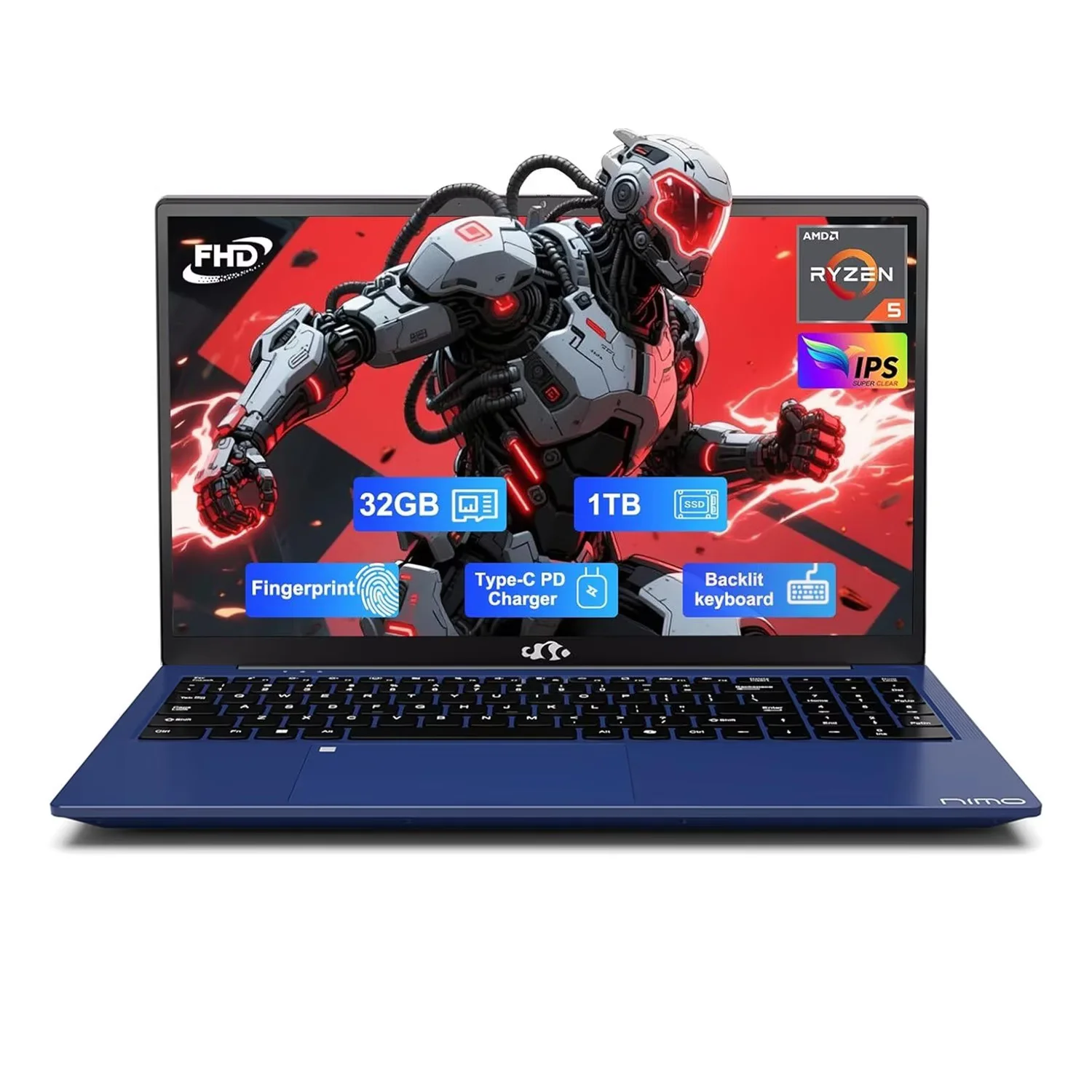 15.6" FHD Business Laptop 32GB RAM 1TB SSD AMD Ryzen 5(Beat i3-1215U