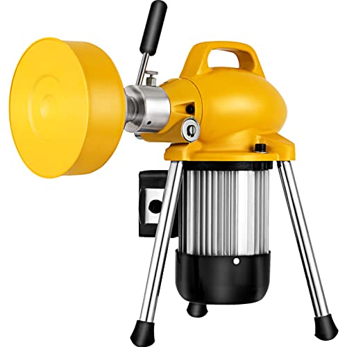 VEVOR 66 Ft x2/3 Cleaner Machine Electric Drain Auger with 2 Cables for 3/4" to 4" Pipes Power Spin with Autofeed Function & 6 Cutters