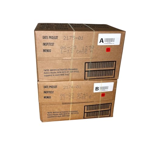 24 Military-Style MREs &ndash; Case A & B &ndash; Complete Meals with Flameless Heaters &ndash; Emergency Food Supply for Survival
