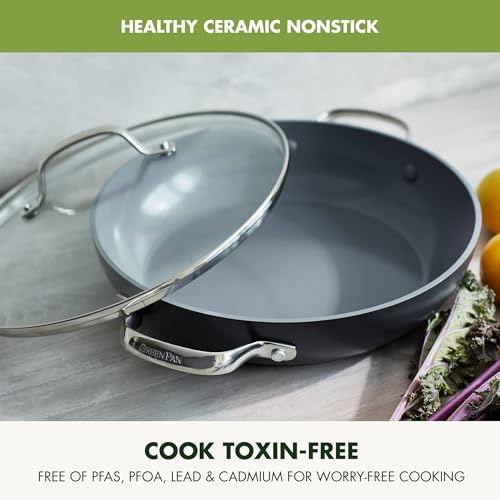 GreenPan Valencia Pro Hard Anodized Healthy Ceramic Nonstick 11" Everyday Frying Pan Skillet with 2 Handles and Lid, PFAS-Free, Induction
