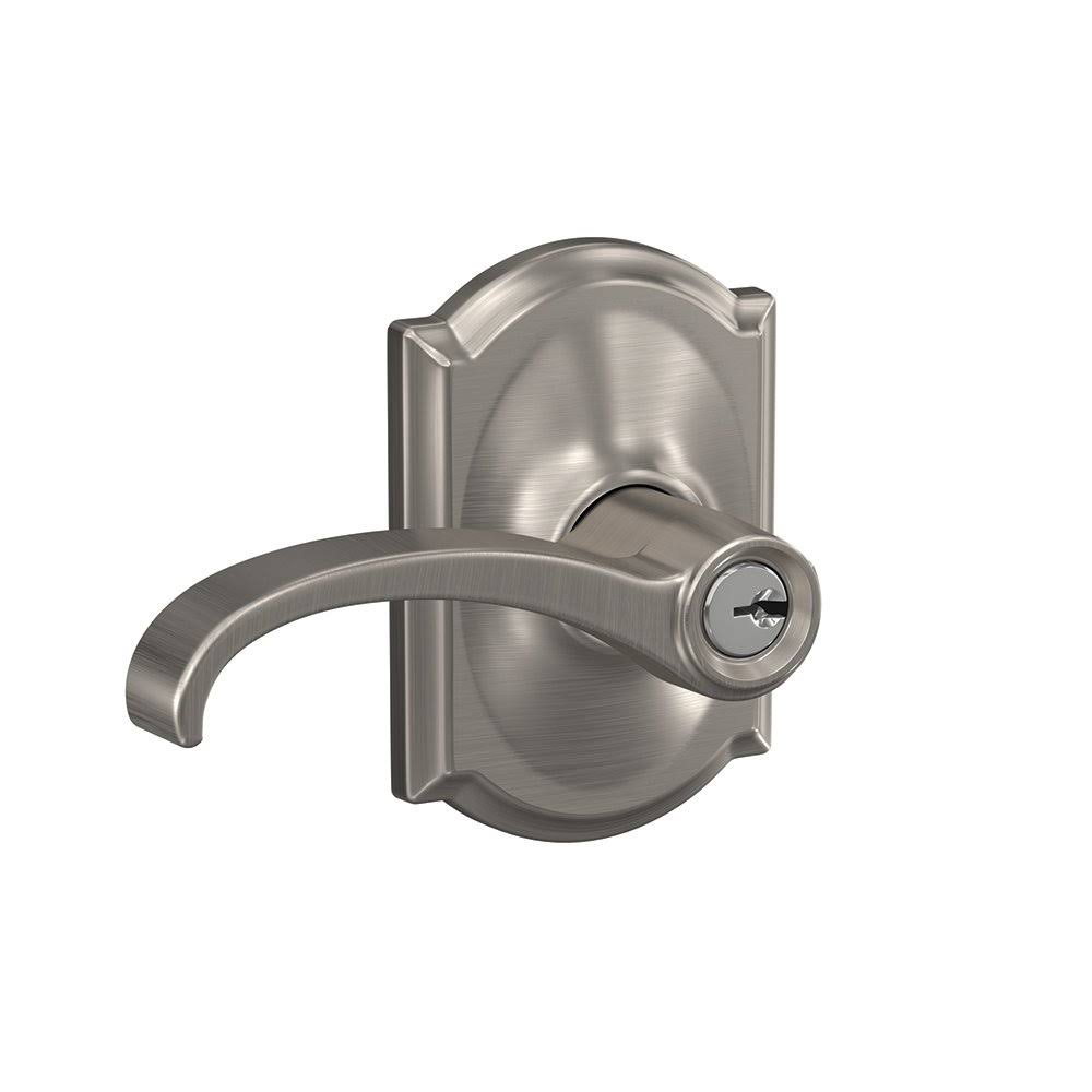 Schlage F51AWIT619CAM Whitney Keyed Entry Lever with Camelot Trim Finish: Satin Nickel