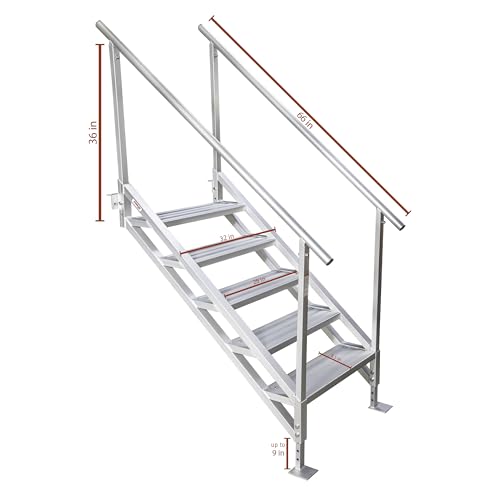 Extreme Max 3005.4333 Jumbo-Tread Universal Mount Dock Stairs with Railing - 5-Step