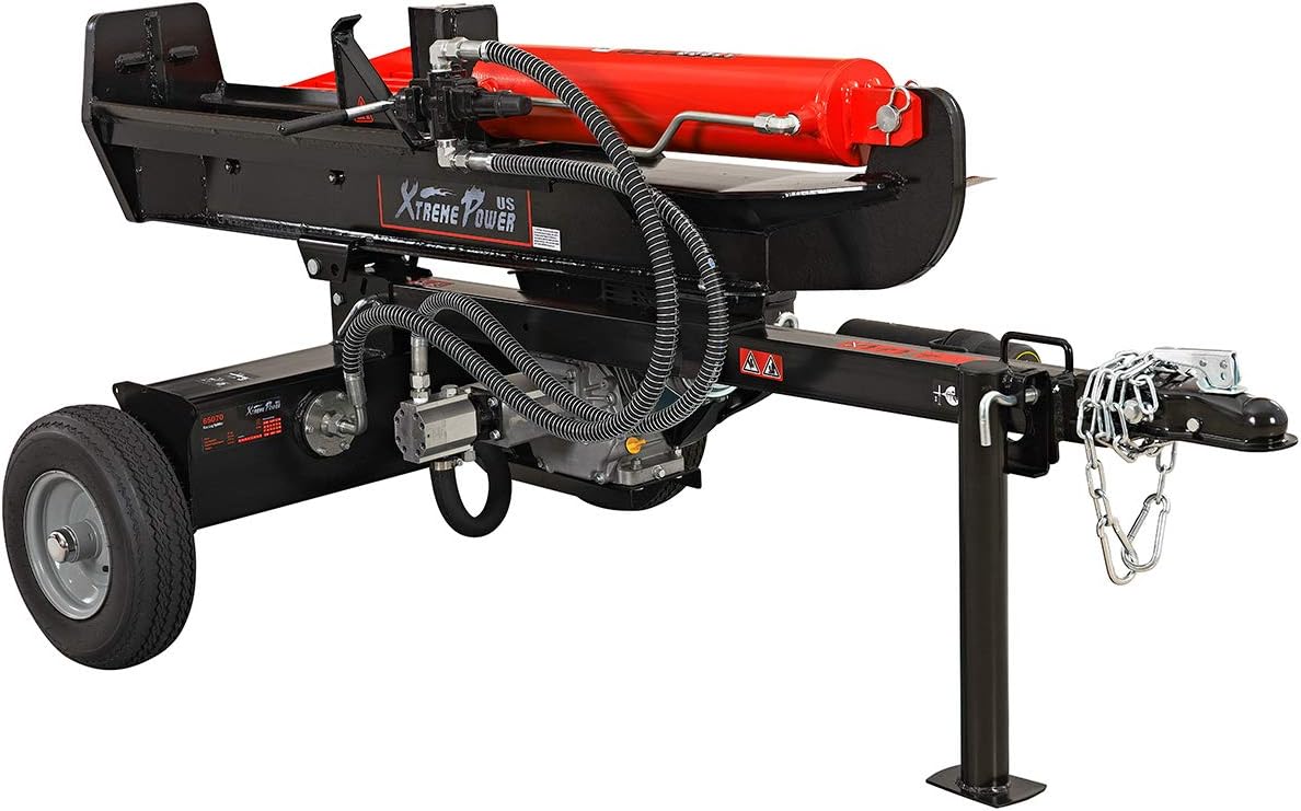 XtremepowerUS 65068 Dual Position Log Splitter w/Catcher Gas 196cc 25-Ton Hydraulic Wood Firewood Cutter Machine