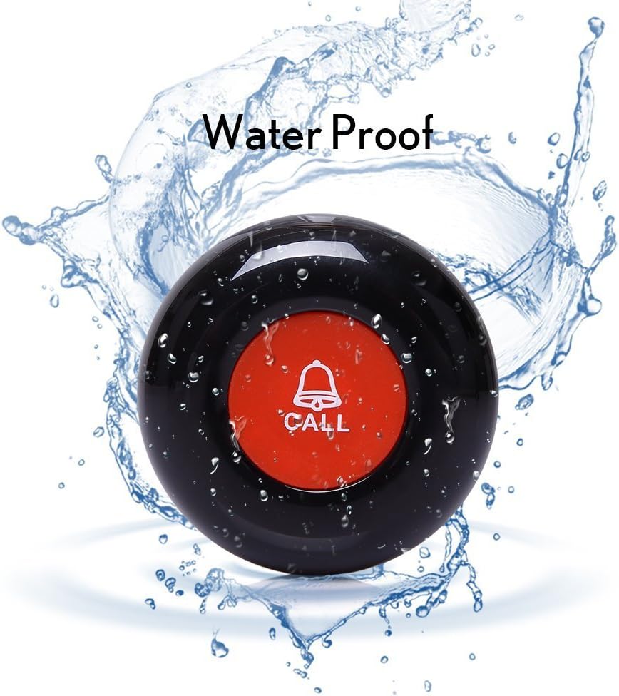 CallToU Wireless Calling System Customers Patient Pager System with 10 PCS Waterproof Call Buttons and 1 PC Display Receiver for Restaurant Clinic