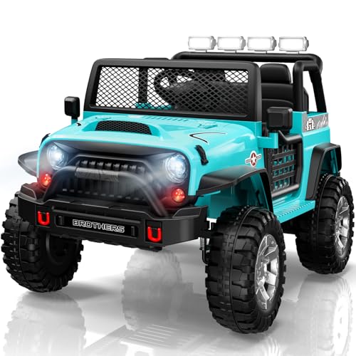 L8 2 Seater Ride On Car, 12V Kids Electric Car w/Remote Control, 4-Wheel Suspension, Bluetooth Speaker, Multi Music Modes, 3 Speeds, LED Lights