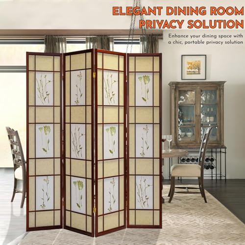 Legacy Decor 3 Panels Room Divider - Portable & Foldable Freestanding Room Privacy Screen - 71” Tall Botanical Floral Dressing Screen