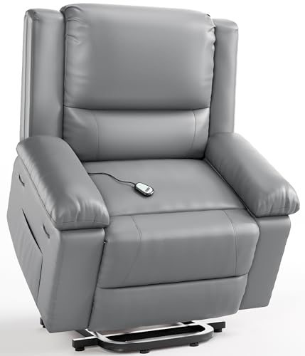 GarveeHome Power Lift Recliner Chair - Heat and Massage, Faux PU Electric Lift Recliner for Elderly & Mobility Impaired, Adjustable Back and Legs