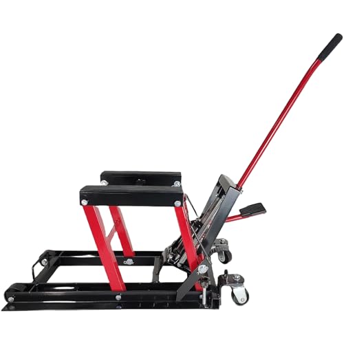 1500 LBS Hydraulic Motorcycle Lift Jack, Steel ATV Lift Stand Hoist with Wheels, ATV UTV Lift Table Jack Hoist Stand, Motorcycle Bike ATV UTV Lift